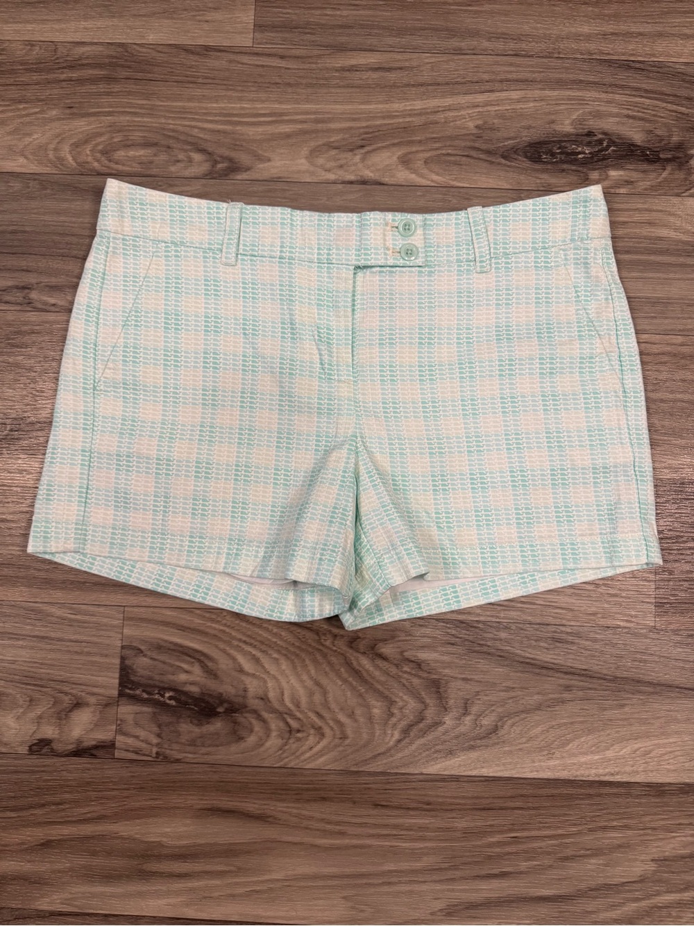 NWT Vineyard Vines Gingham Whale Dayboat Short in Crystal Blue Size 6